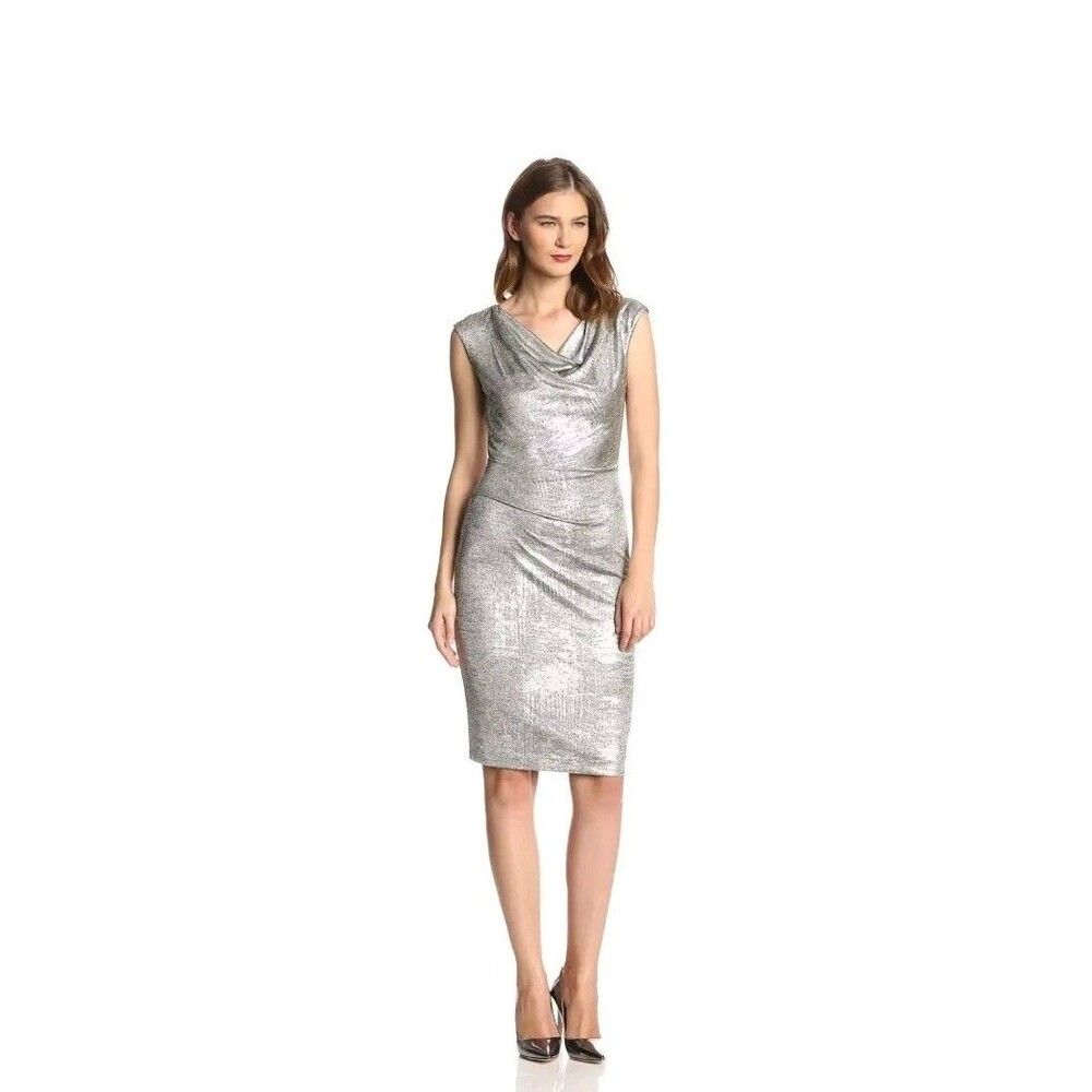 Vince Camuto Silver Metallic Sheath Dress - Size 8 - NWT $138